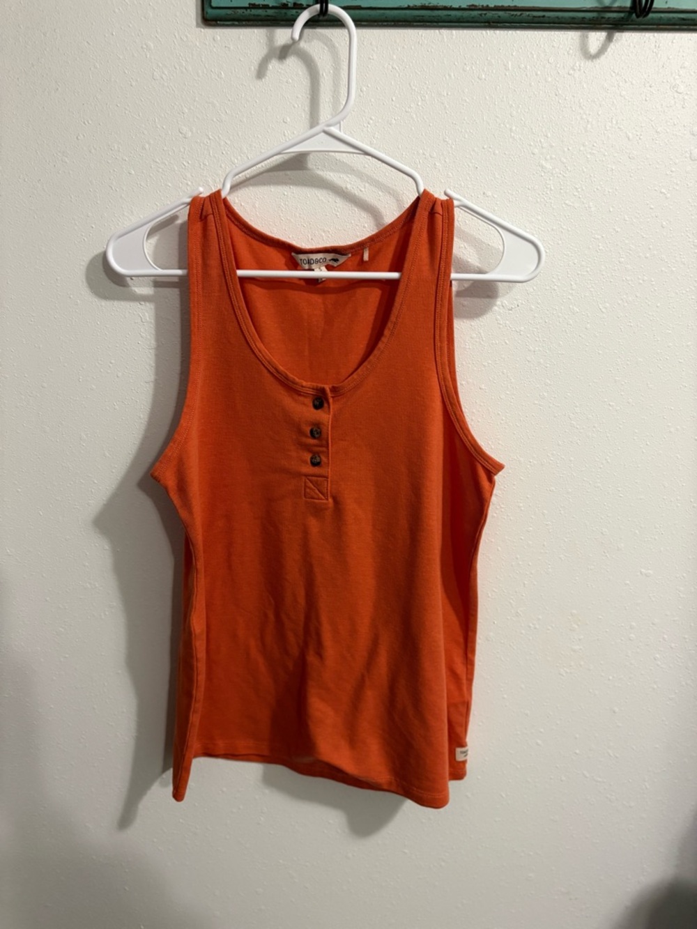 Toad&Co Orange Henley Tank Top Summer Vibes Size Small